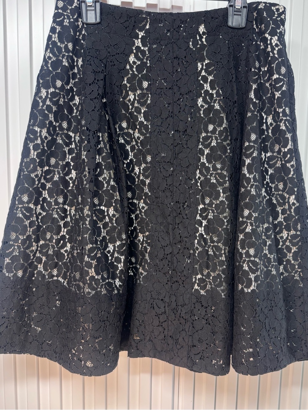 Talbots size 2 P Black Lace A-Line pleated Skirt dark romance fall glamour lace